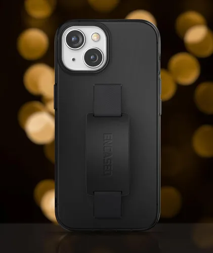 Vista 7 de ENCASED Funda de agarre con correa de mano, diseñada para iPhone 15 con bucle para el dedo (2023) Soporte de teléfono de silicona cómodo - Negro