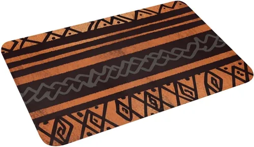 Vista 4 de Tapete de tela de barro africano con estampado tribal para puerta delantera, tapete de baño absorbente antideslizante para interiores, para entrada