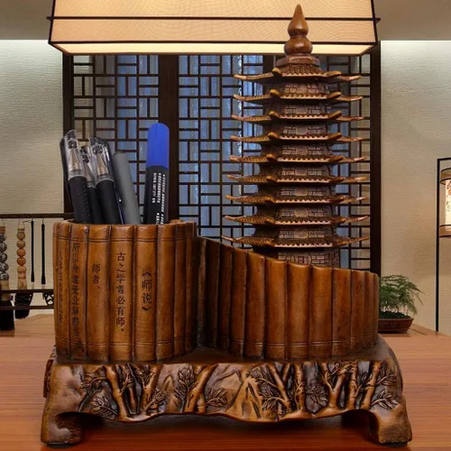 Vista 2 de Estatua china Feng Shui de 9 niveles con forma de estatua de torre Wenchang, para enviar a los niños que quieren ayuda académica, escritorio