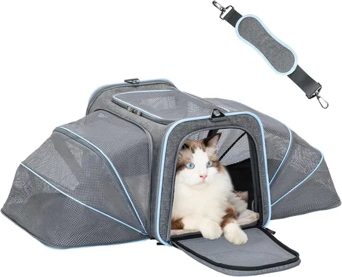 Vista 10 de Petsfit Transportador Expandible para Conejos Transportadores de Conejitos, Transportador de Mascotas de 16 Pulgadas Aprobado por Aerolíneas con 2