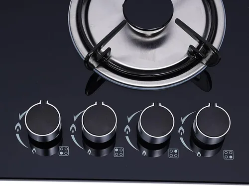 Vista 5 de Placa de cocina de gas de 4 quemadores, estufa de gas integrada, GLP, convertible, estufa de propano templado con protección de termopar