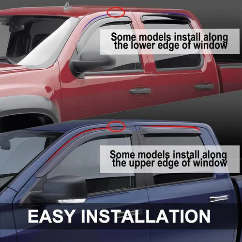 Vista 3 de 94229 Deflector de viento para ventana lateral, compatible con Mitsubishi Lancer 2002-2006, juego de 4 protectores de canal exterior con cinta