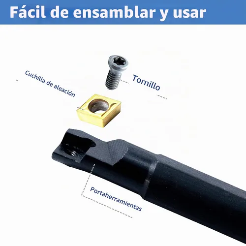 Vista 3 de Herramientas de torno de carburo - Juego de herramientas de roscado de torno de 21 piezas - 7 piezas portaherramientas de torneado de 1/2 pulgada