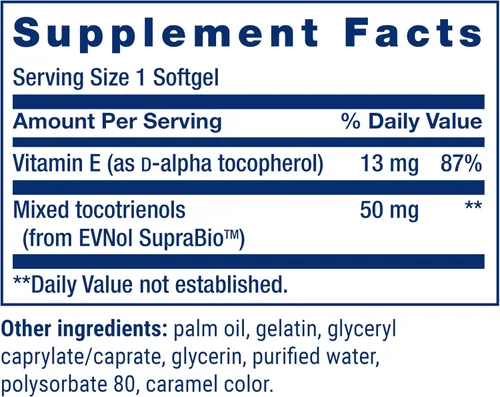 Vista 3 de Life Extension Tocotrienoles súper absorbibles, vitamina E como tocoferol D-alfa, tocotrienoles mixtos, apoyo al crecimiento del cabello, función