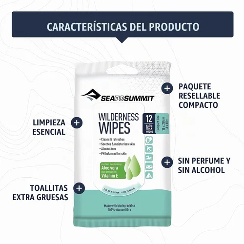 Vista 5 de Sea to Summit Toallitas de ducha sin enjuague Wilderness Wipes