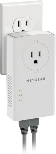 Vista 6 de NETGEAR Kit adaptador Powerline, enchufe de pared de 2000 Mbps, 2 puertos Gigabit Ethernet con paso a través + salida adicional (PLP2000-100PAS)