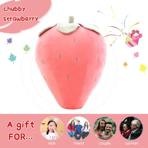 Vista 5 de Lindas almohadas de felpa de frutas para niños, de fresa, súper suaves, para niñas, juguetes (rosa, 7.8 pulgadas/7.9 in) Soft fruit plush pillow