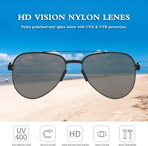Vista 6 de Fullgren Gafas de sol polarizadas de polígono de gran tamaño para mujeres y hombres, persianas vintage UV400, clásicas grandes gafas de sol de metal