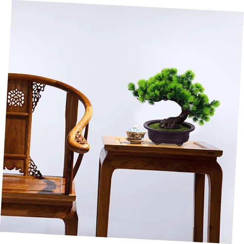 Vista 2 de NOLITOY Decoración de pino en maceta, plantas de plástico para exteriores, decoración de mesa al aire libre, decoración de oficina pequeña, árbol