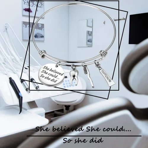 Vista 5 de Lywjyb Birdgot Denist regalo dental regalo futuro dentista regalo de graduación regalo She Believed She Could So She Did Llavero nuevo regalo