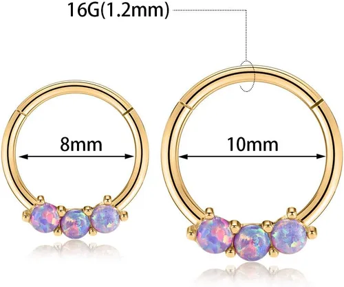 Vista 3 de GAGABODY Septum Jewelry - Aretes de acero quirúrgico 316L con bisagras, de ópalo y circonita cúbica pavimentada