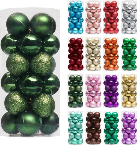 Vista 80 de XmasExp Juego de 24 mini esferas de Navidad inastillables para bolas de árbol de Navidad, 1.18 pulgadas (negro)