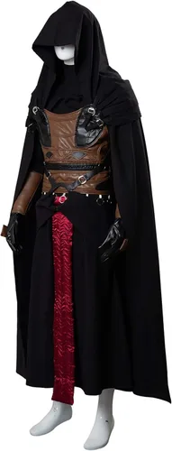 Vista 2 de Adult Darth Revan Costume Black Outfit Tunic Hooded Robe Halloween Uniform