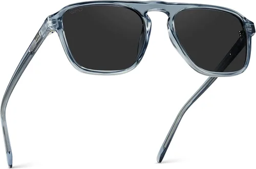 Vista 9 de wearme Pro - Lentes de sol polarizados, estilo aviador moderno, con un puente, cuadrados, para hombre Lente tintada negra/roja