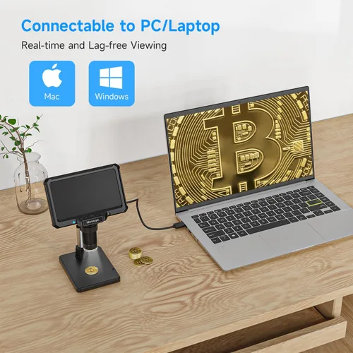 Vista 17 de Leanking Microscopio digital para adultos y niños, microscopios de lupa de monedas de pantalla de 7 pulgadas para monedas de error, PCB, errores