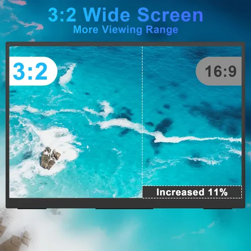 Vista 4 de IBW Monitor portátil pequeño de 10.5 pulgadas, 500 liendres 2000:1, pantalla FHD 1280P IPS, mini monitor ultradelgado con soporte y altavoz doble