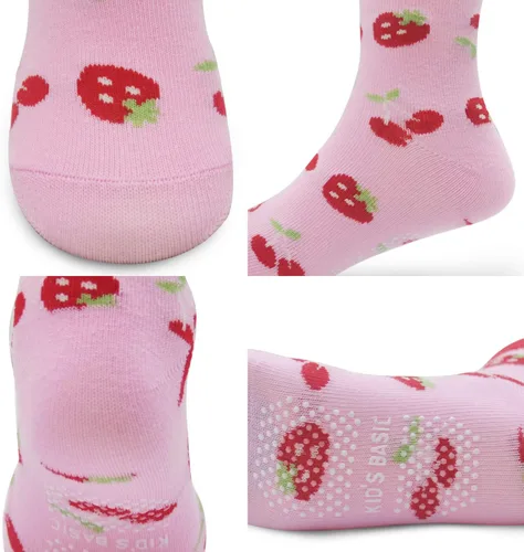 Vista 7 de SkiBeaut Calcetines antideslizantes para niños y niñas de 1 a 7 años, 12 pares de calcetines para niños y niñas