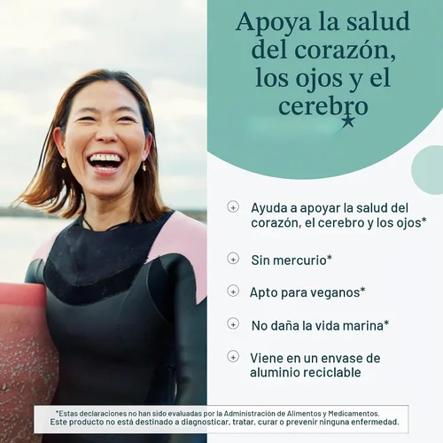 Vista 3 de Youtheory Omega respetuoso con el océano, algas veganas Omega 3, 60