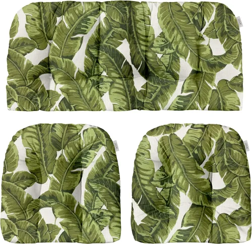Vista 62 de RSH DECOR: Sunbrella - Juego de 3 cojines de mimbre copetudos 41 x 19 pulgadas y 19 x 19 pulgadas Fabricado con tela de rendimiento Sunbrella