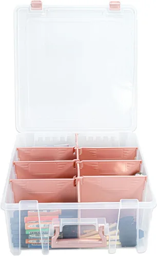 Vista 7 de ArtBin 6990RK Super Semibolsa Doble Profunda, Organizador Portátil de Arte y Manualidades con Asa, [1] Estuche de Almacenamiento de Plástico Acentos