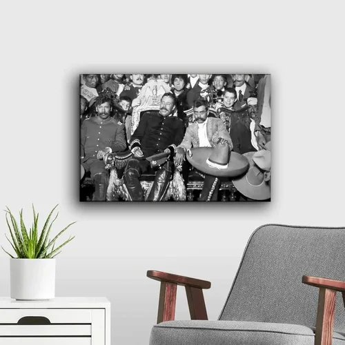 Vista 6 de QFART Póster de arte en lienzo para pared, diseño de líderes revolucionarios mexicanos, Pancho Villa y Emiliano Zapata, impresiones para dormitorio