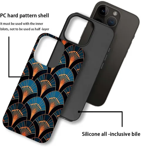 Vista 3 de CARLOCA Compatible con iPhone 12, Funda de Art Deco con patrón, TPU suave + PC duro 2 en 1, Funda protectora única con patrón, antiarañazos, TPU