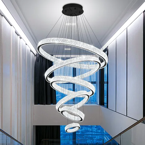 Vista 29 de Araña de Cristal LED Moderna Regulable de 8" Anillo Dorado Luminarias Colgantes para Isla de Cocina Comedor Sala de Estar