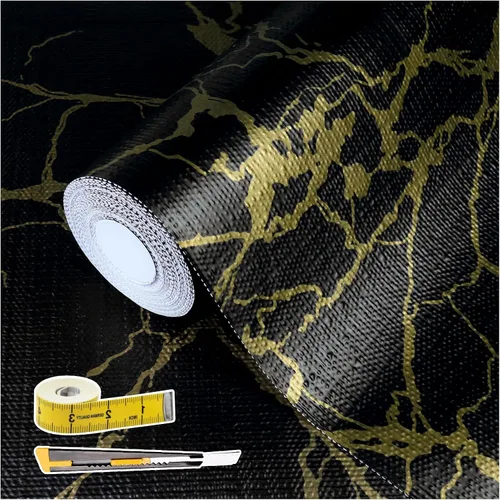 Vista 23 de Lámina para revestir estantes y cajones de cocina y baño, impermeable, antideslizante, sin adhesivo, fácil de limpiar, incluye cuchillo y cinta