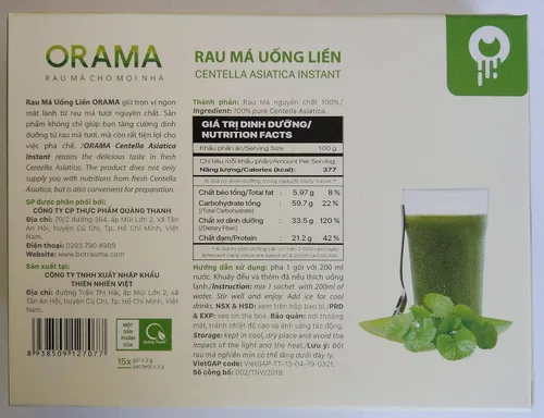Vista 3 de Quang Thanh Centella Asiatica Instant Powder Vietnam Té de hierbas Rau Ma