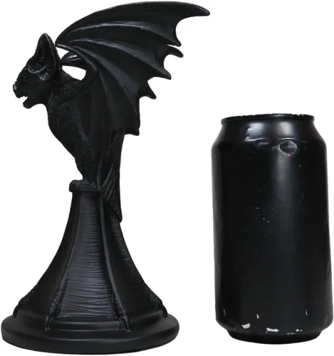 Vista 5 de Ebros Gift Mystical Wicca Gárgola Gárgola negra gótica vampiro sangre murciélago sanguijuelas Vespertilio Candelabro Figura 7.25 pulgadas de alto