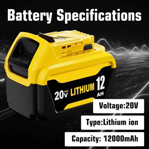 Vista 2 de 2Pack 12.0 Ah High Capacity DCB206 Replacement for Dewalt 20v Max Battery Lithium Compatible with Dewalt 20v Battery Compatible with Dewalt Battery