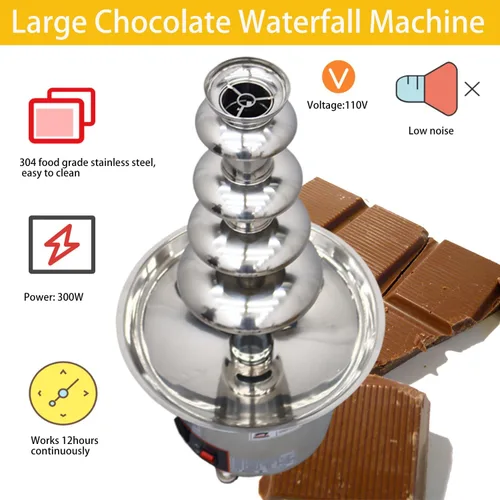 Vista 3 de Fuente de chocolate 110V eléctrica de 5 niveles Fuente de chocolate digital Máquina de fusión Fuente de fondue de calefacción, 8.8 lbs de chocolate