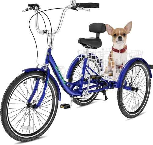 Vista 19 de NAIZEA Triciclo para adultos, bicicleta de crucero de tres ruedas de 7 velocidades, triciclos para adultos de 20/24/26 pulgadas, bicicletas de 3