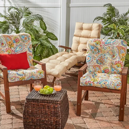 Vista 78 de Greendale Home Fashions Juego de 2 cojines de asiento y respaldo para exteriores, diseño Adobe Stripe 2