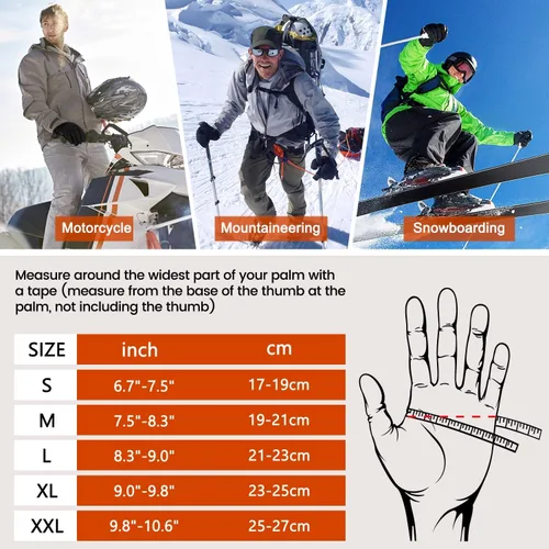 Vista 6 de UJUJIA -Guantes de invierno de 40 , guantes de esquí y snowboard para hombres y mujeres, guantes térmicos cálidos para clima frío, impermeables
