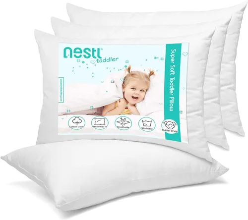 Vista 10 de Nestl Almohada para dormir 13 x 18 pulgadas, almohada para viajes, coche, escuela, lavable a máquina, algodón suave, color blanco