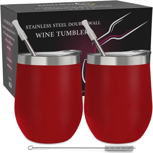 Vista 9 de CHILLOUT LIFE - Vaso de acero inoxidable de 12 onzas con tapa y caja de regalo, diseño de viaje con recubrimiento en polvo, aislamiento al vacío