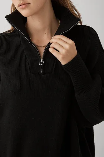 Vista 9 de PRETTYGARDEN Suéter de otoño de gran tamaño para mujer, casual, manga larga, con cremallera, cuello