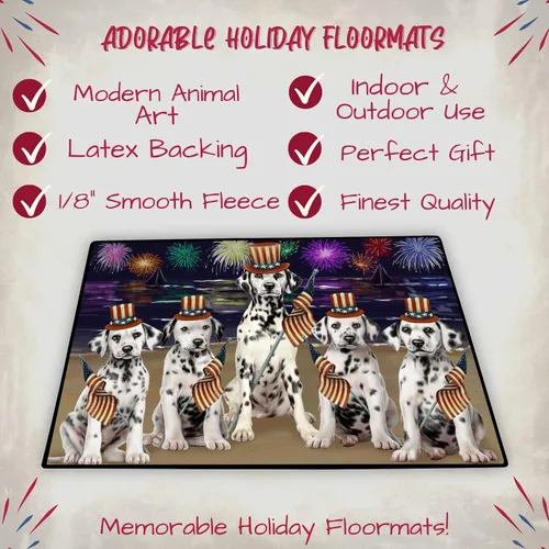 Vista 2 de Doggie of the Day Dalmatian Dogs Floor Mat - 4th of July Independence Day - Best Dog Doormat - Protector Decor - Unique Portrait Art - Premium