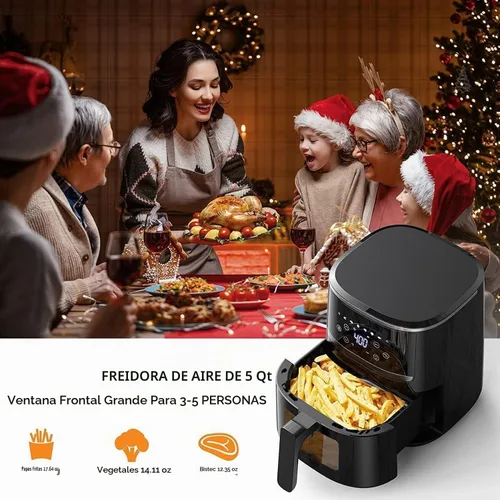 Vista 5 de Freidora de aire, freidora de aire digital de 5 cuartos con pantalla táctil, funciones 8 en 1 para freír, asar, deshidratar, hornear comidas