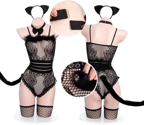 Vista 7 de Disfraz de gato lindo de anime ropa interior sexy japonesa uniforme de sirvienta