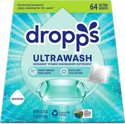 Vista 10 de Dropps UltraWash Cápsulas de detergente para lavavajillas, limón cítrico (32 unidades) – Comprimidos de detergente para lavavajillas de limpieza