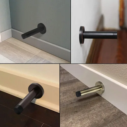 Vista 7 de Topes decorativos de puerta – Topes de puerta de acero inoxidable 304 resistentes de 3.5 pulgadas con punta de goma para protección de pared