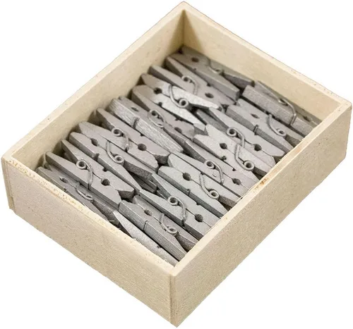 Vista 34 de JAM Papel® Mini Madera Ropa Pin Clips – 1 1/8" & 7/8 – 50 por caja, Blanco