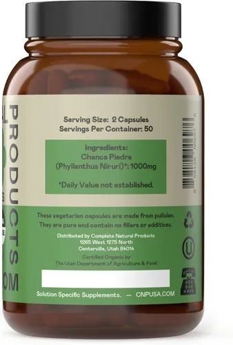 Vista 3 de Cápsulas orgánicas de Chanca Piedra - 500 mg, 100 píldoras, extracto puro de rompepiedras Phyllanthus Niruri