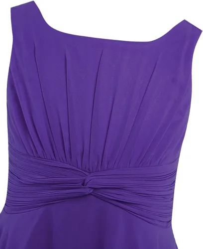 Vista 5 de Aislor Vestido de gasa con nudo plisado para niñas y niñas, vestido de princesa para fiesta de cumpleaños, boda, dama de honor