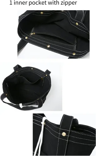 Vista 6 de Jeelow Bolso de mano de lona, bolso de hombro, bolsos cruzados, bolsillos dobles para hombres y mujeres