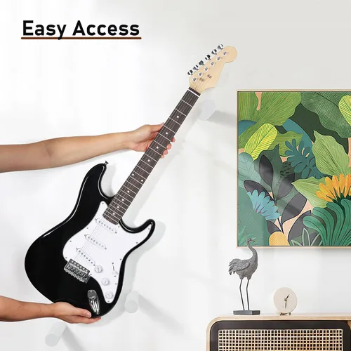 Vista 3 de Soporte de pared para guitarra eléctrica horizontal, suspensión de guitarra de madera maciza Blanco