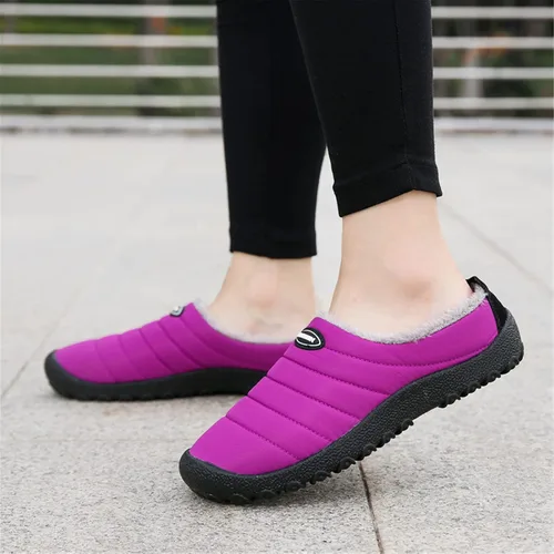 Vista 4 de UBFEN Mens Womens Winter Warm Slippers with Fuzzy Plush Lining Slip on House Shoes Indoor Outdoor Anti-Skid Rubber Sole