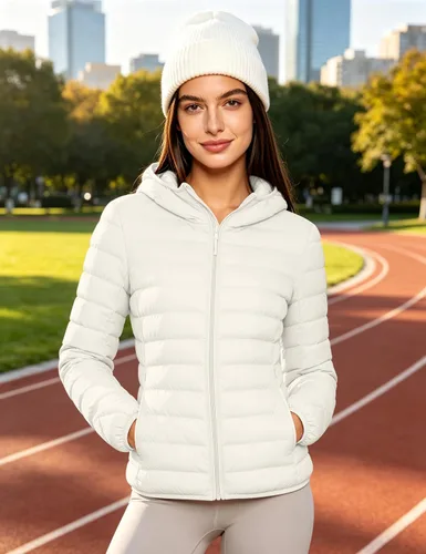 Vista 3 de Wantdo - Chaqueta de plumón corto con capucha para mujer Beige